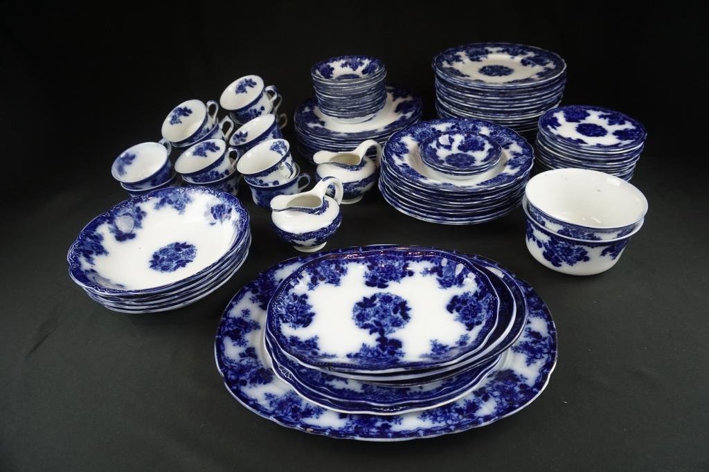 Flow Blue "Waldorf" Large set of 19th c. flow blue (1 of 8)