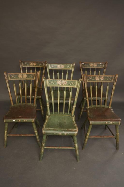 Six Painted Lancaster County Chairs 19th c. Lancaster (1 of 5)