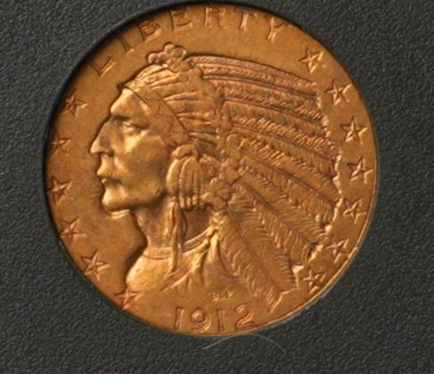 1912 $5 Gold Indian Head Eagle. (1 of 4)