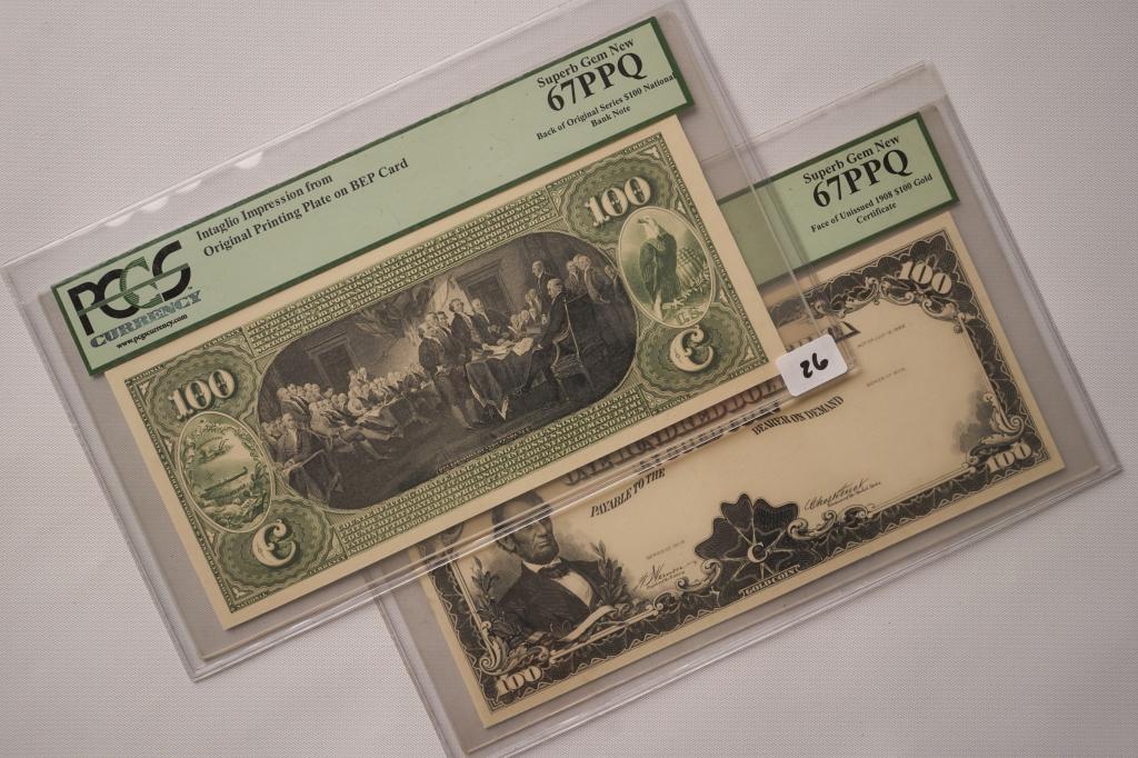 1908 $100 Gold Certificate & Bank Note. (1 of 2)