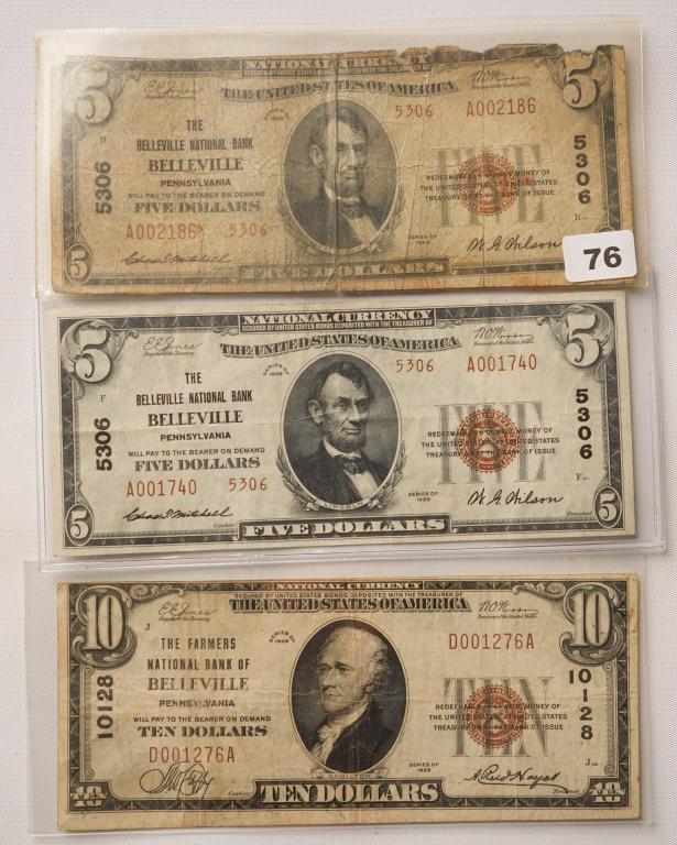 1929 Belleville, PA Bank Notes. (1 of 2)