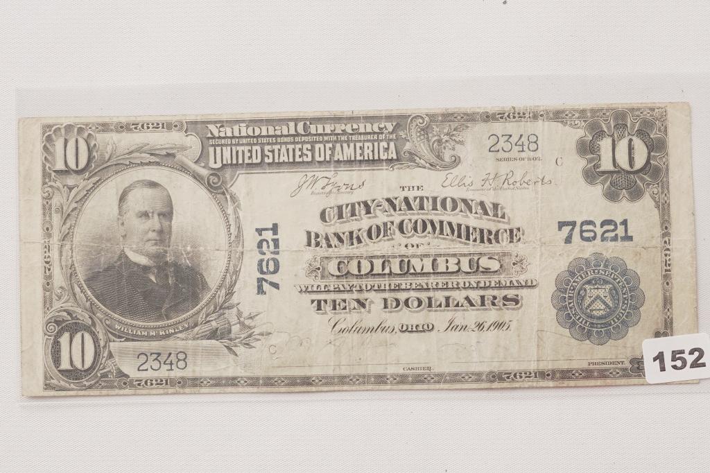 1905 $10 Columbus, Ohio Bank Note. (1 of 2)