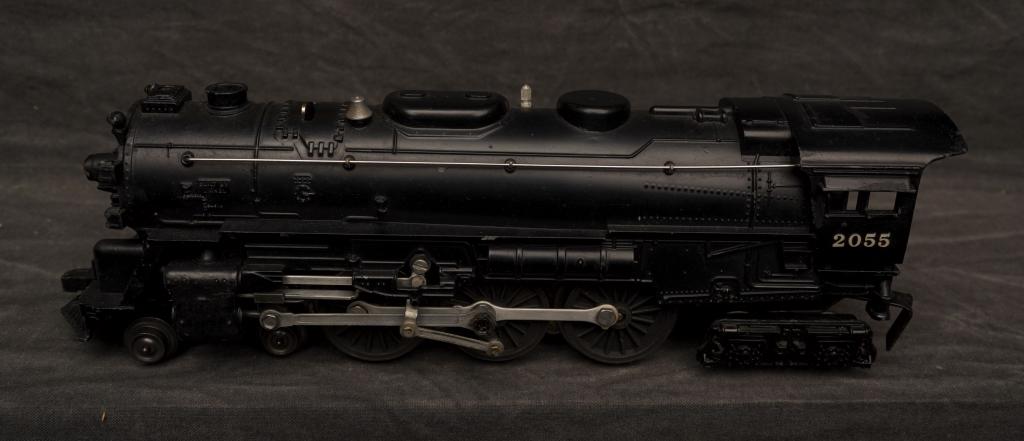 Lionel 2055 Steam Engine w/ Original Box.: 2055 steam engine w/ original box. Few areas of paint loss on engine, overall box and engine very good. C-7