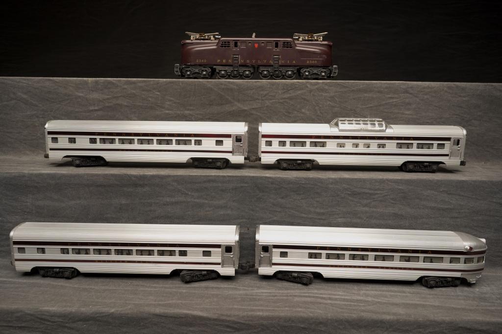 Lionel Set No.2254W w/ PA GG1.: Set includes 2340 GG1, 2541 observation, 2542 Vista Dome, 2543 pullman, 2544 Molly Pitcher. Above average condition. Some boxes w/ taped corners and flap loss. GG1 box very good. C-7