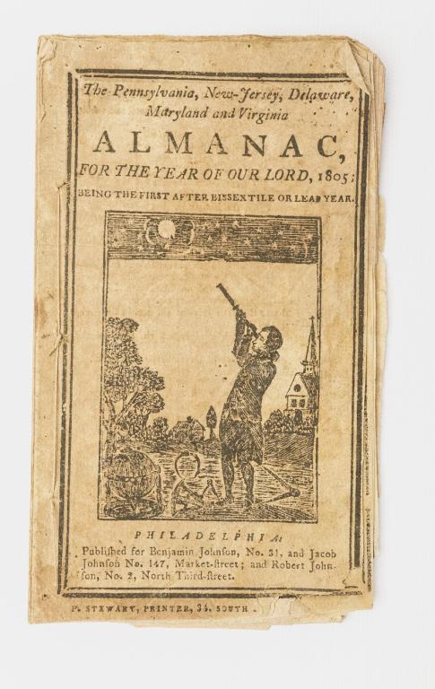 Printed in Phila. 1805 States Almanac.: Loss and wear consistent w/ age.