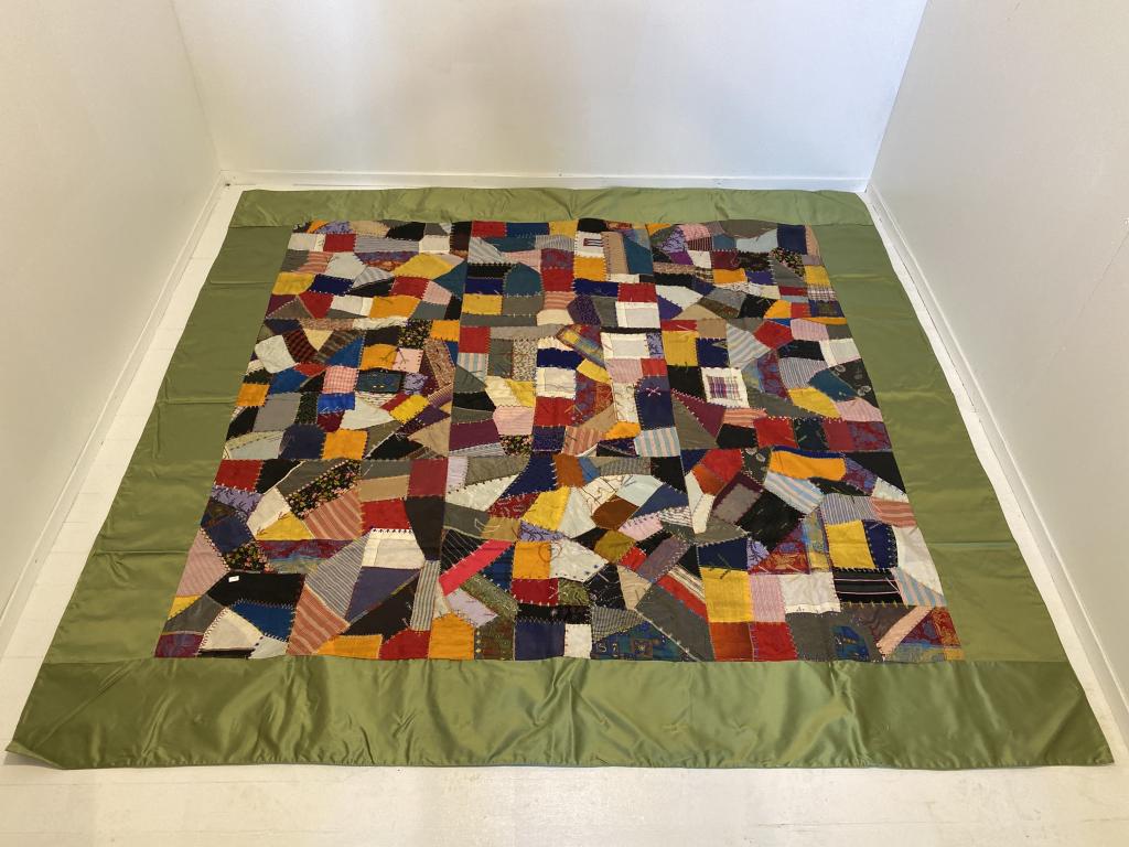 Antique hand stitched crazy quilt. (1 of 6)