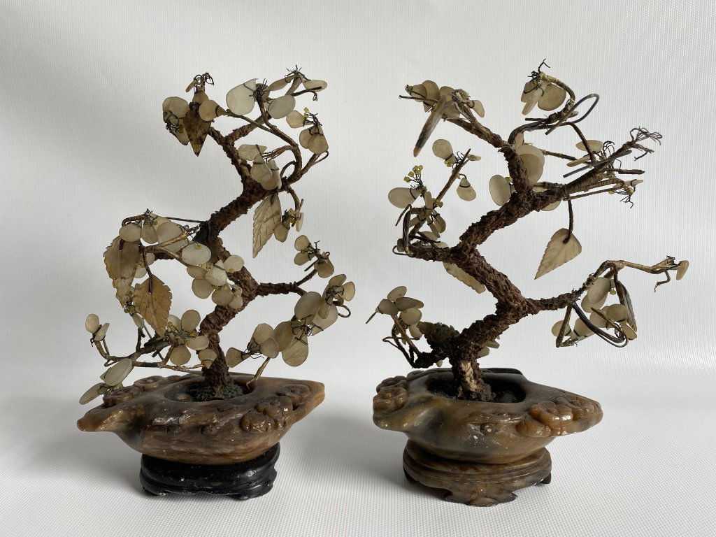 Pair of antique Asian carved jade trees. (1 of 5)