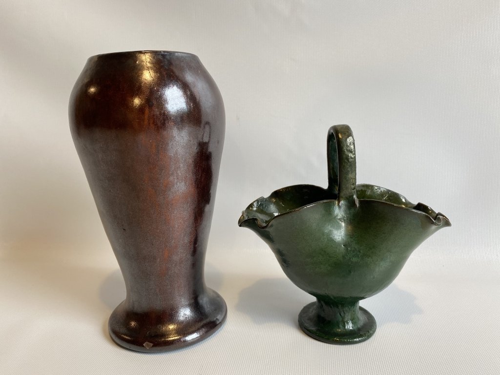 Pair of southern redware glazed pottery. (1 of 6)