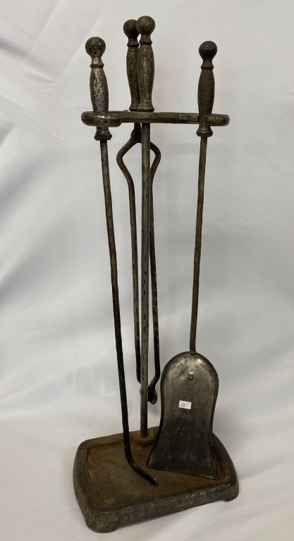 Early wrought iron fireplace tool set. (1 of 4)