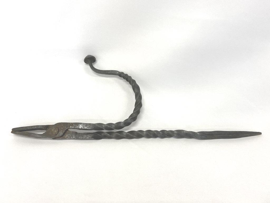 18th c  wrought iron candle pick. (1 of 2)