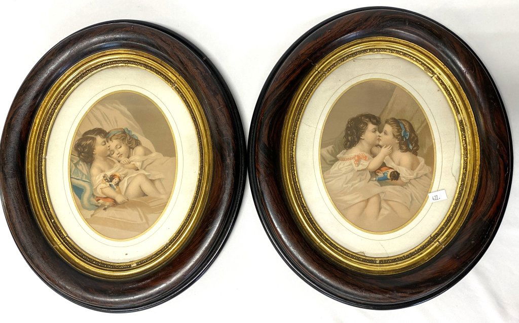 Pair of victorian lithograph prints. (1 of 7)