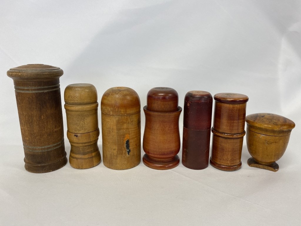 Collection of primitive treenware. (1 of 5)