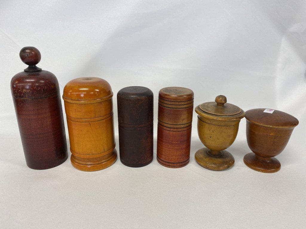 Collection of primitive treenware. (1 of 3)