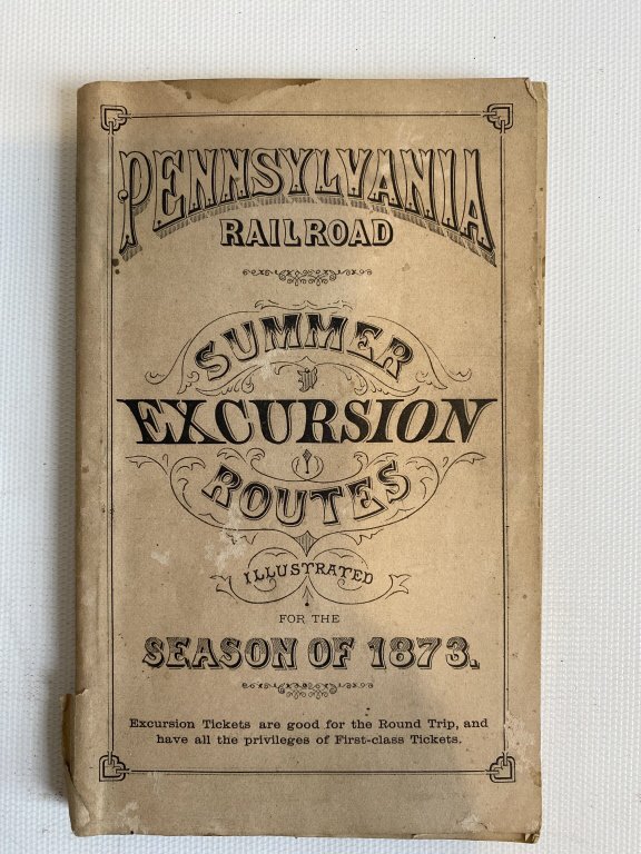 1873 Pennsylvania railroad route book.: Book appears complete. Minor bug damage. Measures 4.5” x 6”.