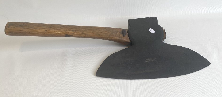 19th c signed broad head axe. (1 of 6)