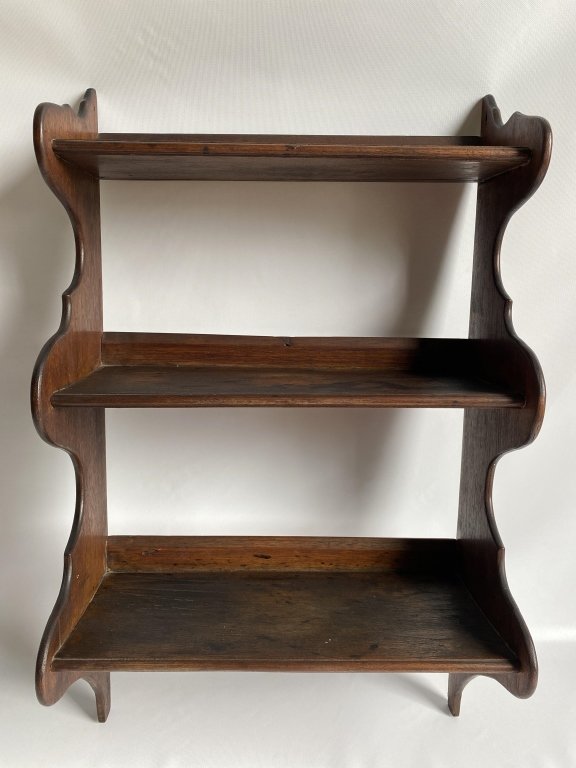 Antique wooden wall hanging shelf. (1 of 2)