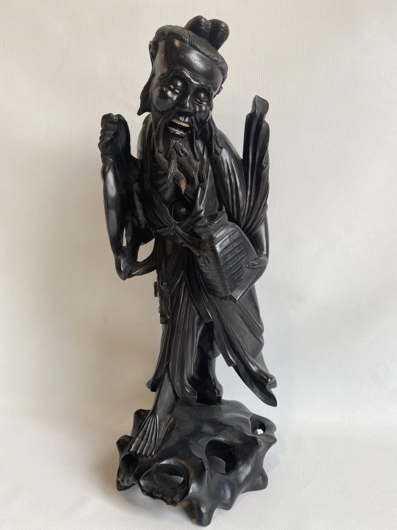 Antique wood carved Asian figure. (1 of 9)