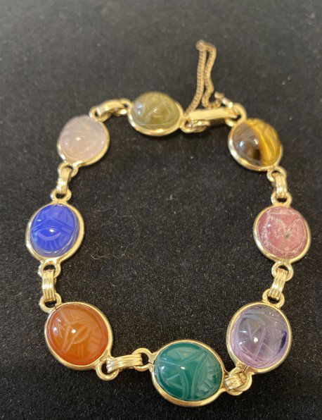 14K Natural stone bracelet. Unique etching into (1 of 7)