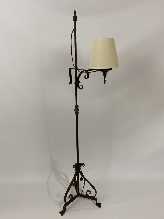 Early wrought iron floor lamp. Measures approximately (1 of 5)
