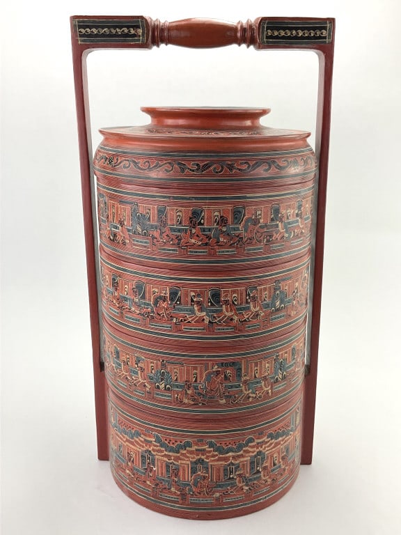 Antique Burmese Lacquered Tiffin Box. (1 of 7)