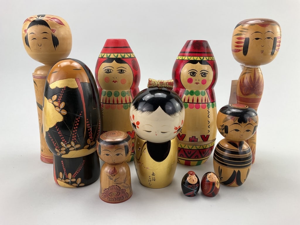 10 Japanese Kokeshi Dolls & USSR Matroyshka Dolls. (1 of 20)