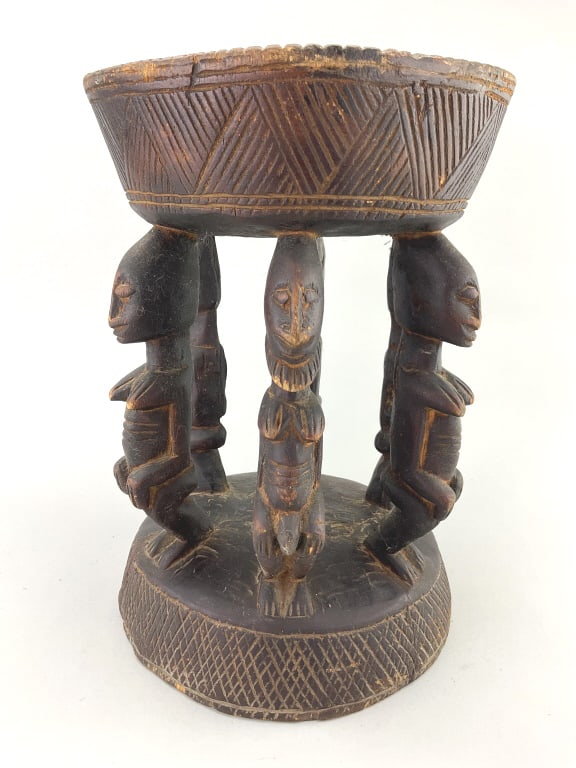 African Luba or Baule Carved Wood Stool. (1 of 7)