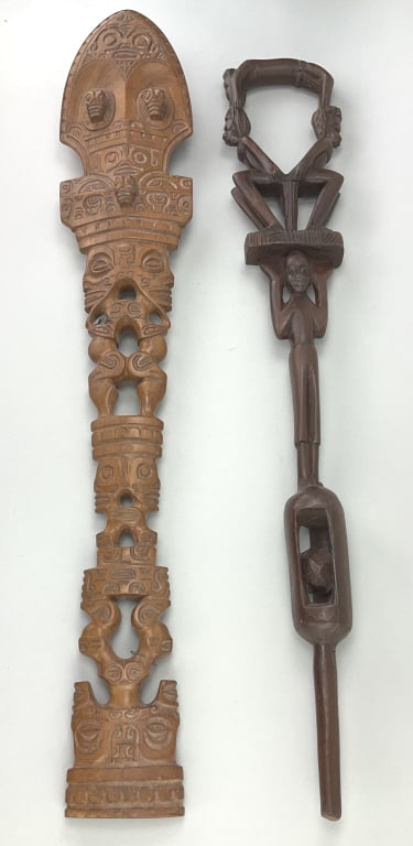Polynesian War Club & African Walking Stick. (1 of 6)