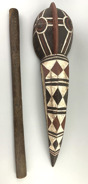 Polynesian Wood Staff & Mossi Ceremonial Mask. (1 of 15)