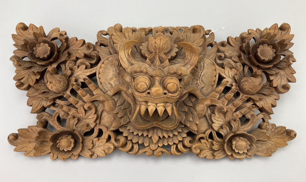 Chinese Carved Teakwood Figural Wall Hanging. (1 of 7)