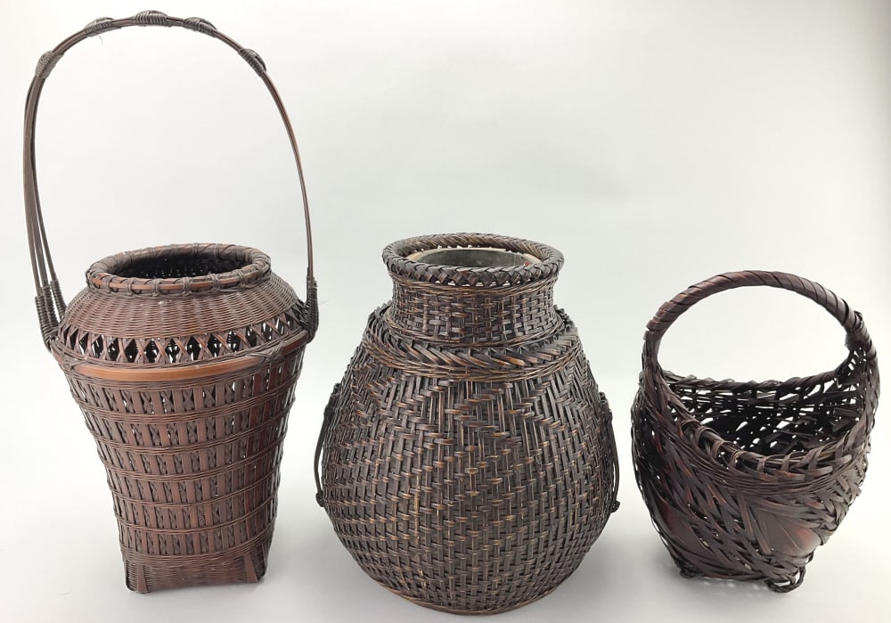 3 Vintage Japanese Ikebana Bamboo Baskets. (1 of 16)