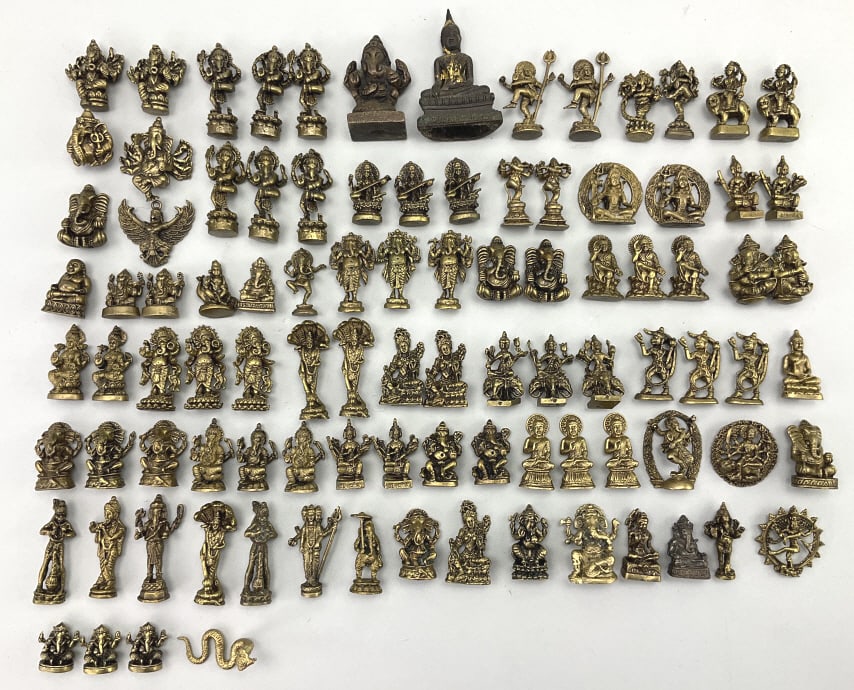 95 Miniature Brass Hindu Deity Statuettes. (1 of 6)