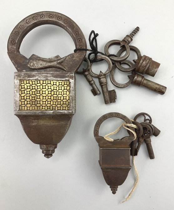 2 Antique North Indian Iron Padlocks. (1 of 9)