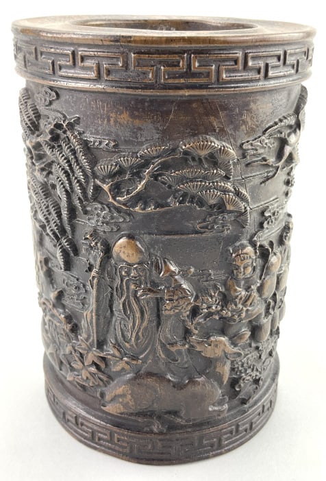 Fine Antique Chinese Carved Zitan Brush Pot. (1 of 8)