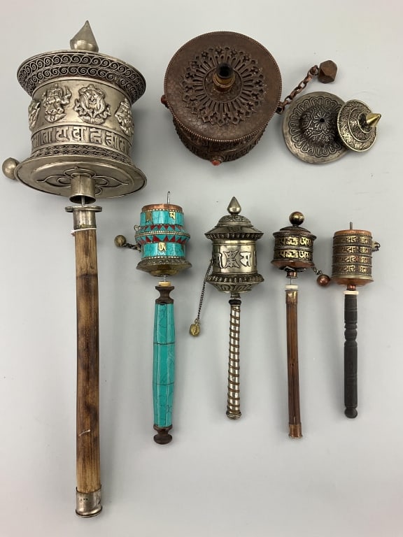 Various Vintage Tibetan Handheld Prayer Wheels. (1 of 16)