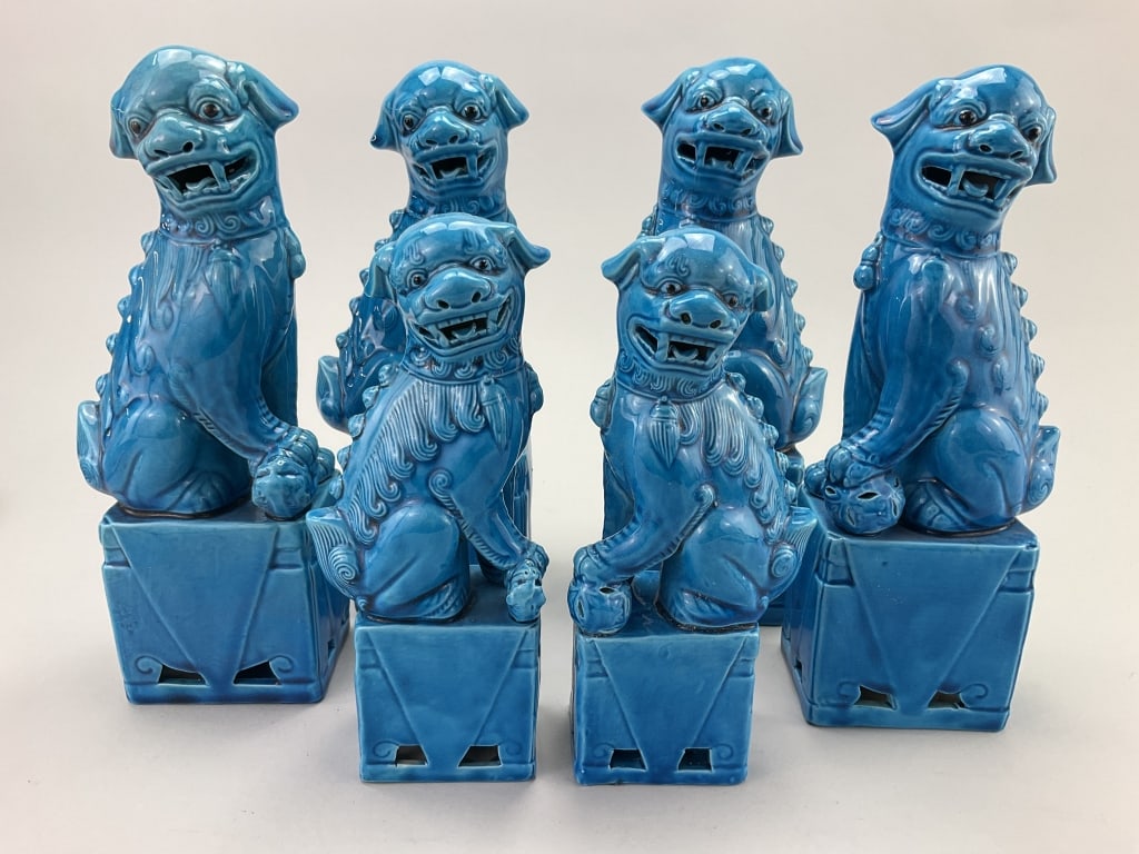 3 Pairs of Vintage Chinese Fu Dog Statuettes. (1 of 17)