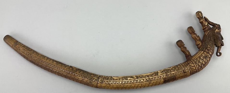 Indonesian Carved Batak Deer Medicine Horn. (1 of 4)