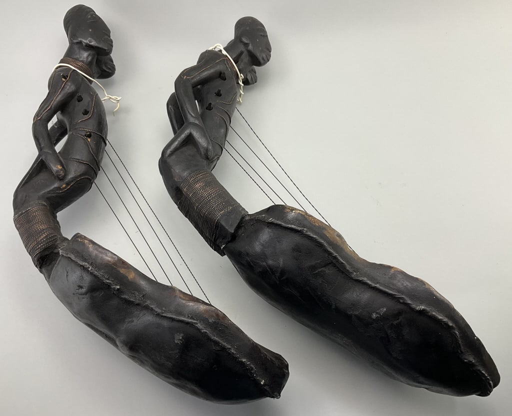 2 Mangbetu African Tribal Figural Bow Harps. (1 of 9)