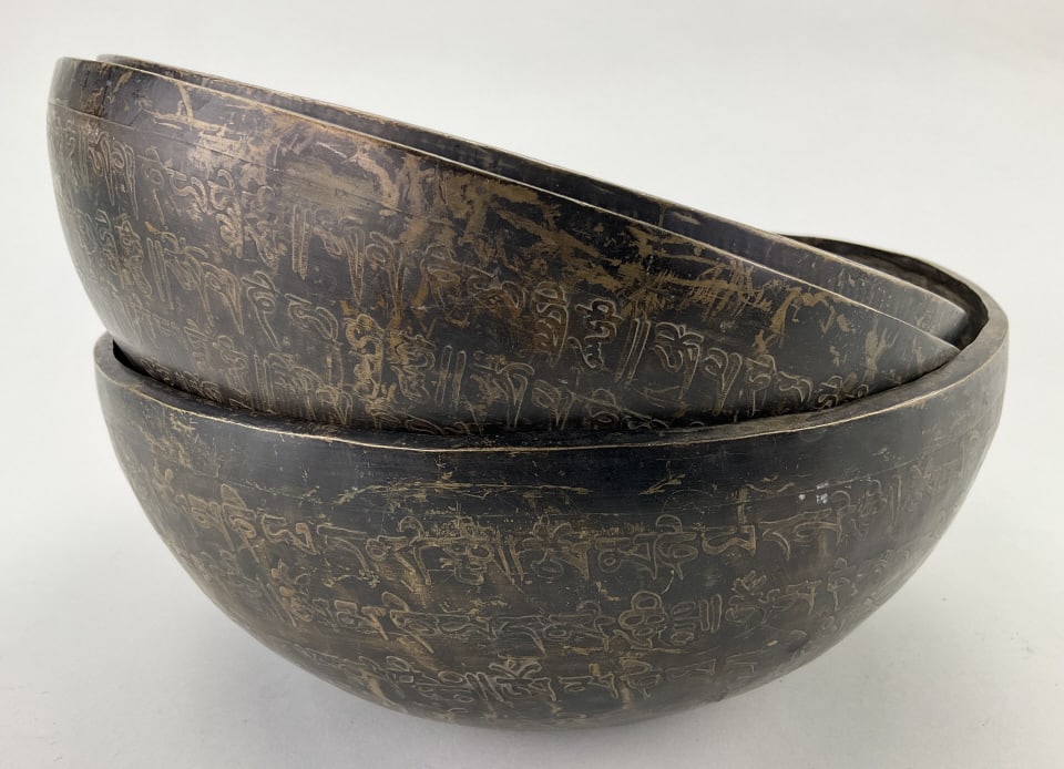 3 Antique Tibetan Mixed-Metal Singing Bowls. (1 of 13)