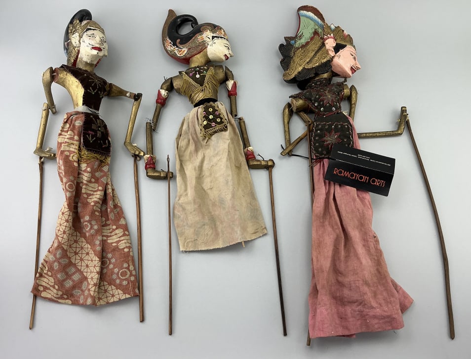 3 Vintage Wayang Golek Wooden Rod Puppets. (1 of 19)