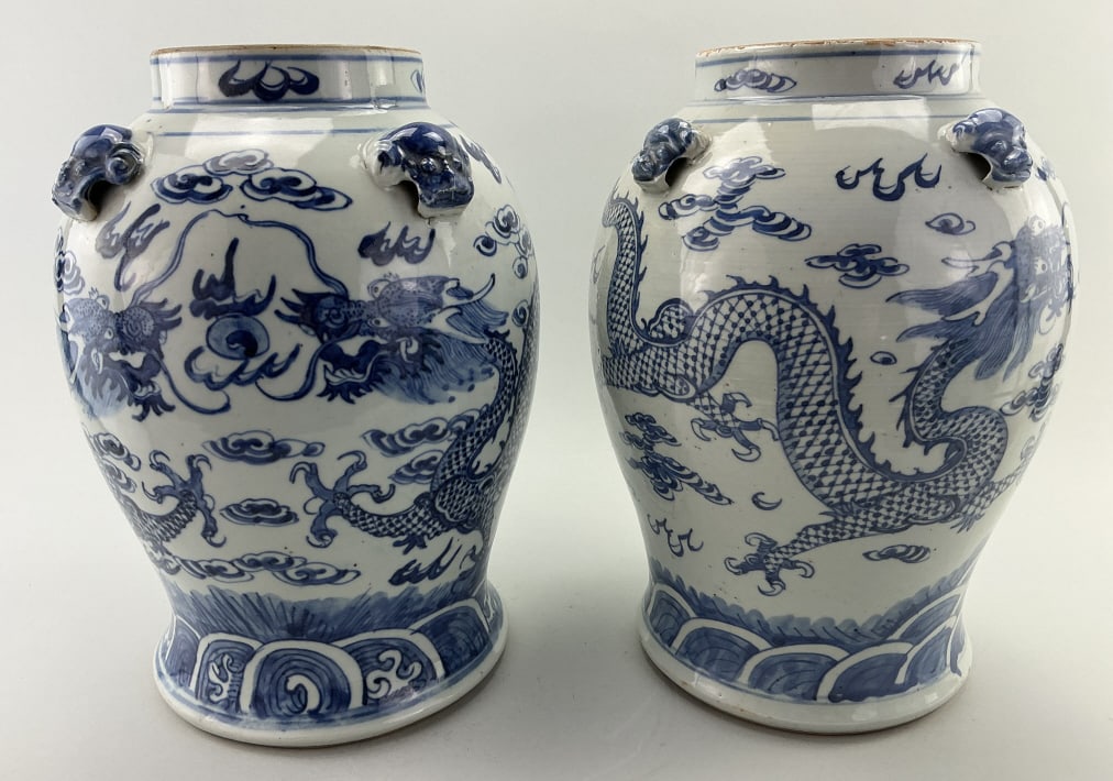 Pair of Chinese Blue & White Porcelain Vases. (1 of 20)
