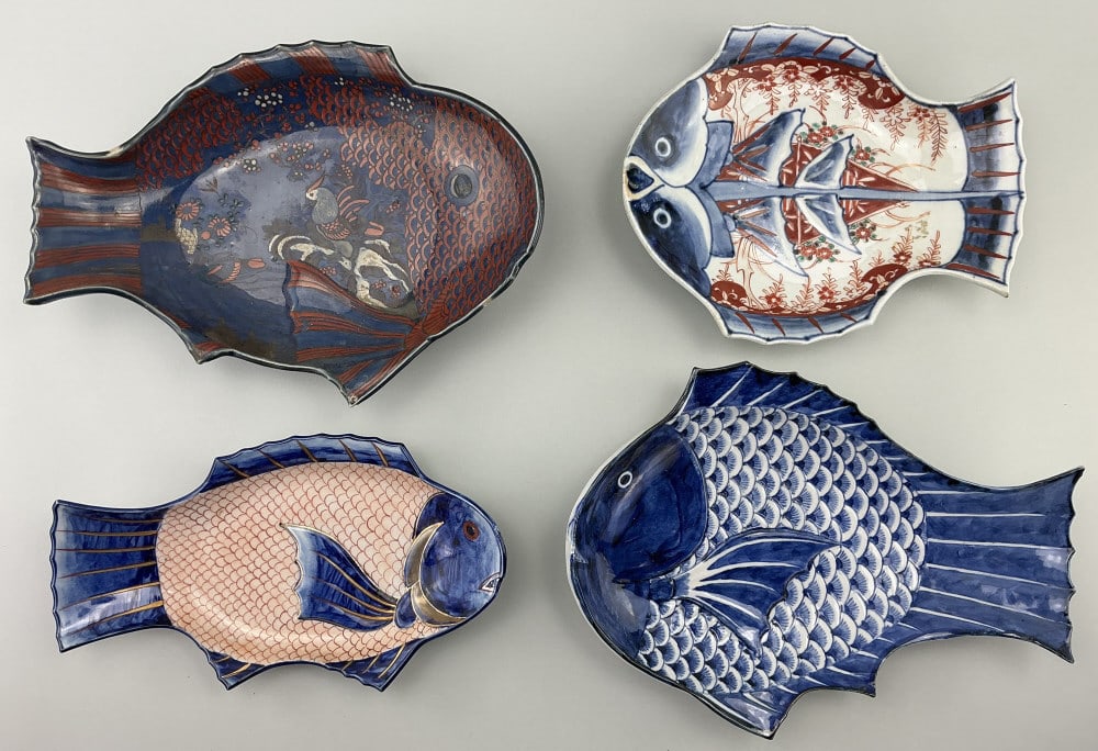 4 Antique Japanese Imari Porcelain Fish Plates. (1 of 10)