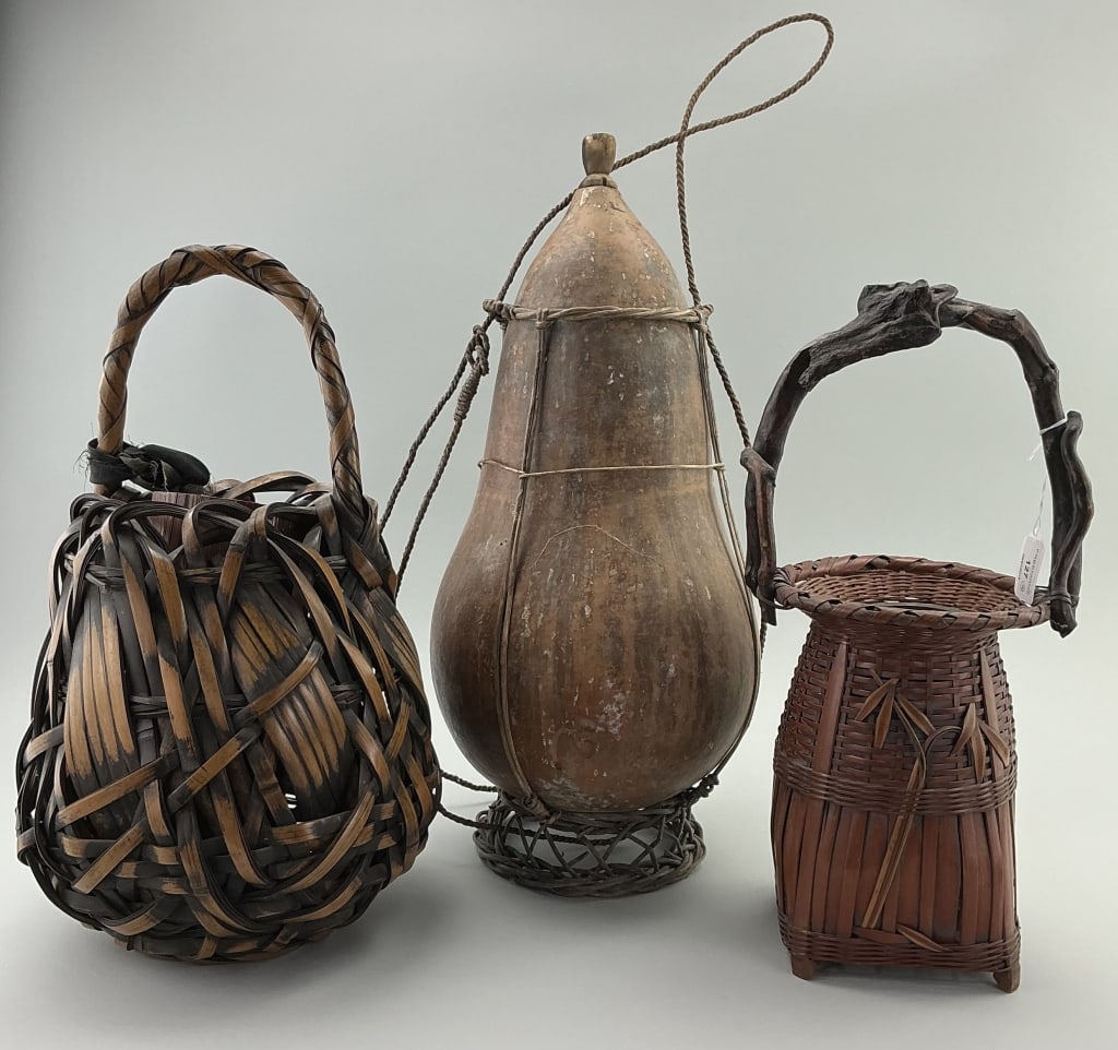 2 Ikebana Bamboo Baskets & East African Calabash. (1 of 18)