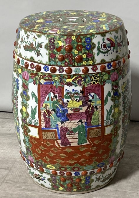 Chinese Famille Rose Porcelain Garden Stool. (1 of 8)