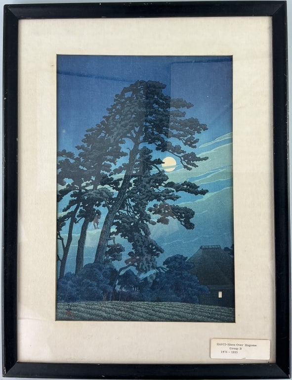 Kawase Hasui Moon Over Magome Woodblock. (1 of 5)