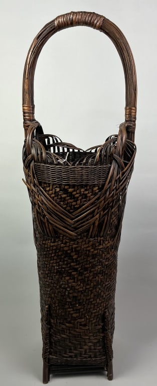 Japanese Bamboo Ikebana Hanabi Flower Basket. (1 of 5)