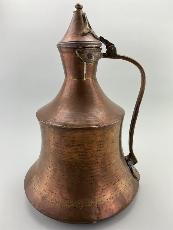 Large Antique Turkish Hammered Copper Water Jug. (1 of 7)