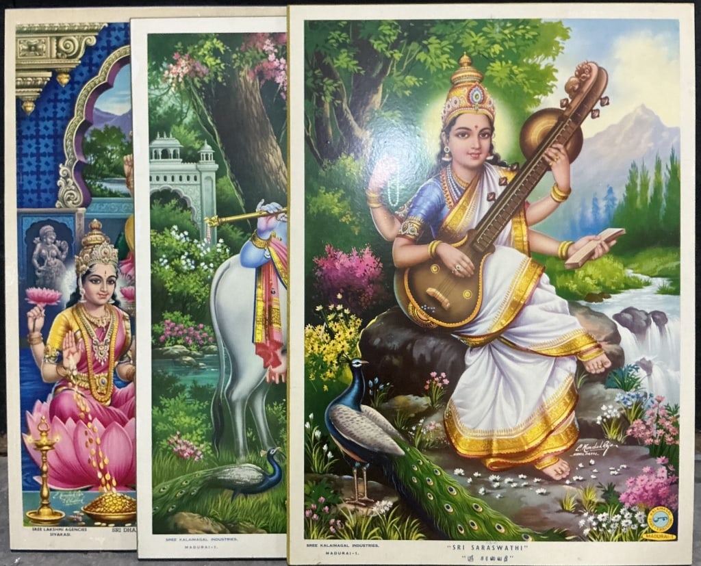 3 Devotional Hindu Deities Lithographs. (1 of 15)