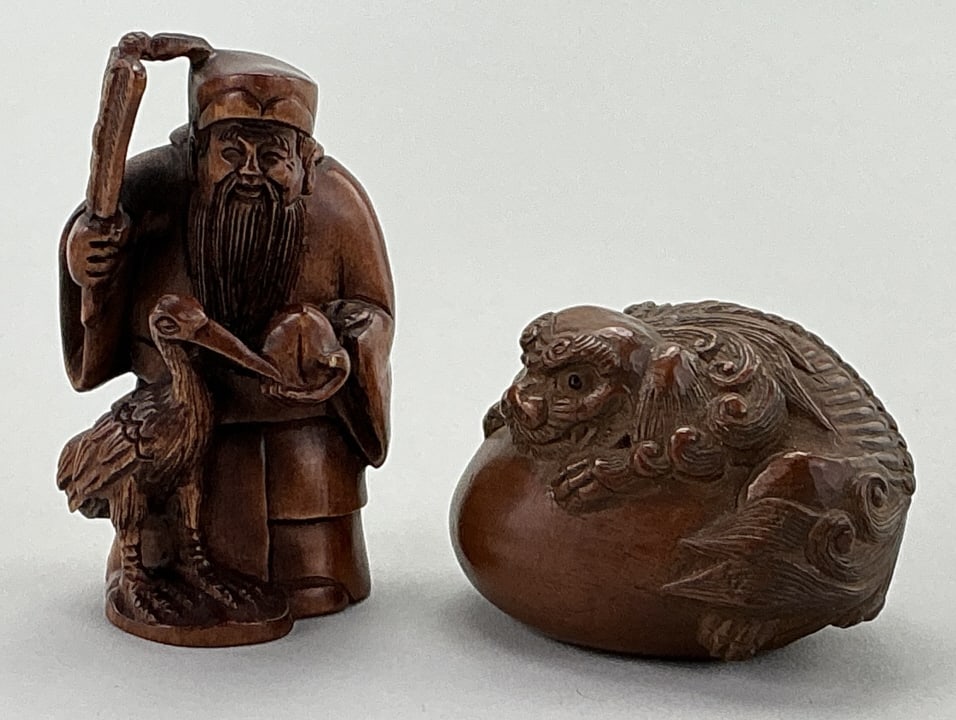 2 Japanese 19th Century Carved Boxwood Netsukes. (1 of 13)