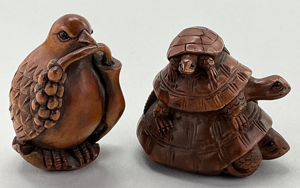 2 Japanese 19th Century Carved Boxwood Netsukes. (1 of 13)