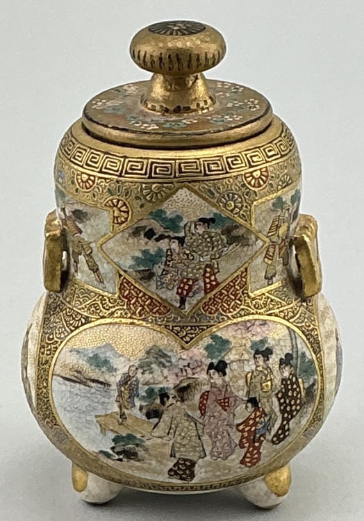 Antique Japanese Miniature Satsuma Ceramic Koro. (1 of 8)